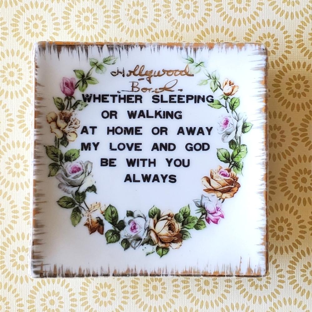 Vintage Hollywood Bowl Souvenir Wall Hanging Ceramic Plate Blessing
